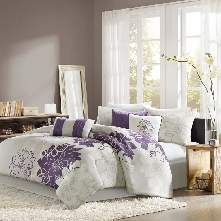 Madison Park Lola 7 Piece Floral Cotton Comforter Set