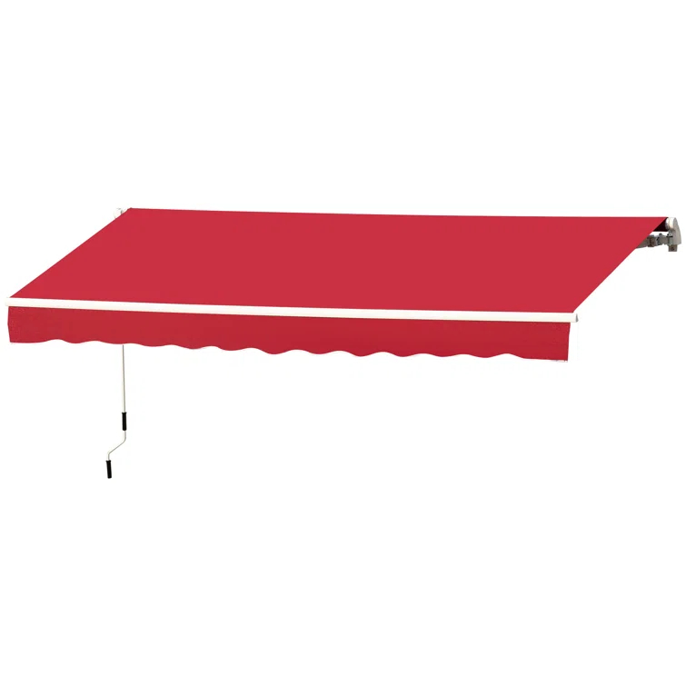 Outsunny 2'' Polyester Beige Cover Retractable Patio Awning