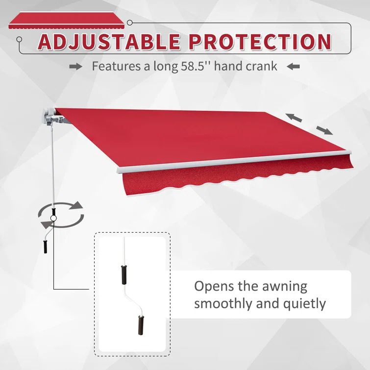 Outsunny 2'' Polyester Beige Cover Retractable Patio Awning