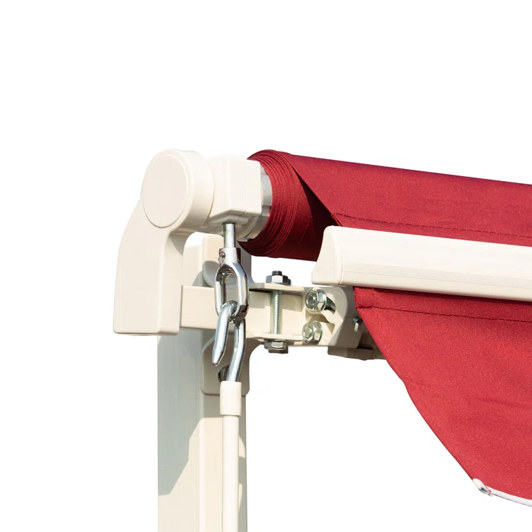 Outsunny 2'' Polyester Beige Cover Retractable Patio Awning