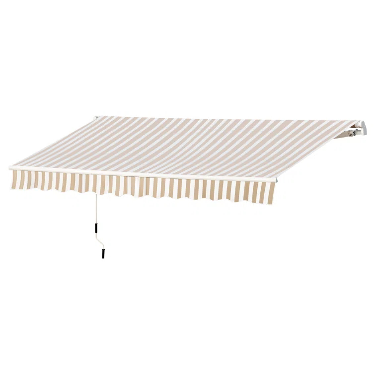Outsunny 2'' Polyester Beige Cover Retractable Patio Awning
