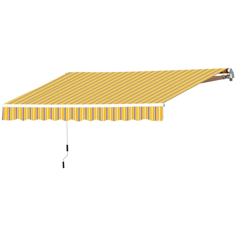 Outsunny 2'' Polyester Beige Cover Retractable Patio Awning