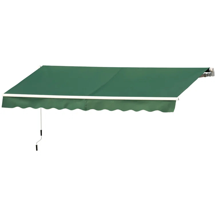 Outsunny 2'' Polyester Beige Cover Retractable Patio Awning
