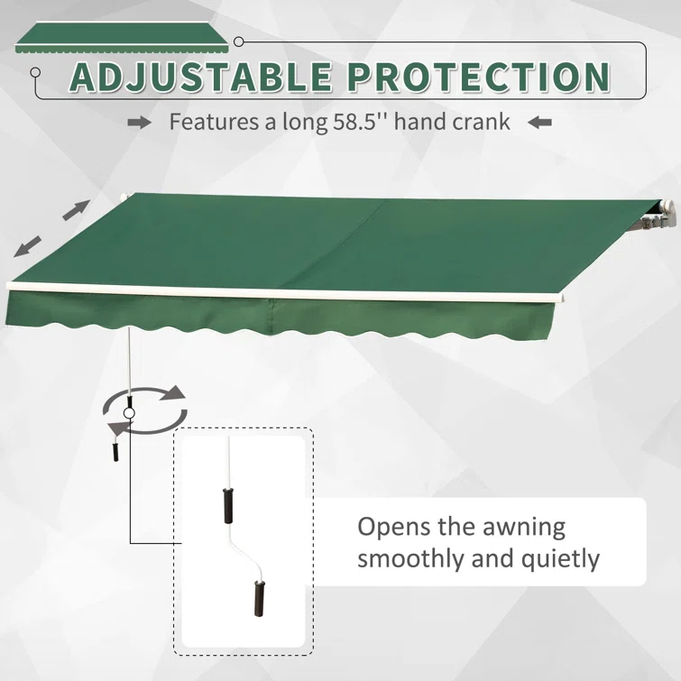 Outsunny 2'' Polyester Beige Cover Retractable Patio Awning