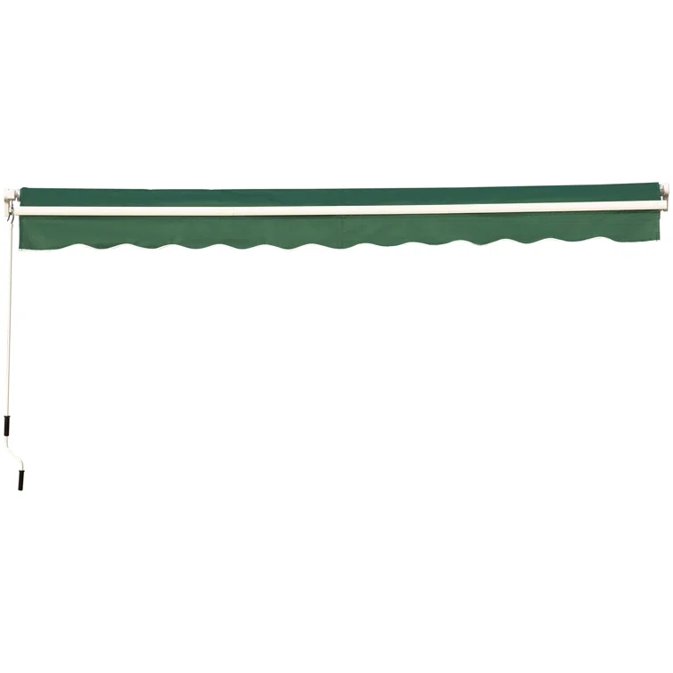 Outsunny 2'' Polyester Beige Cover Retractable Patio Awning