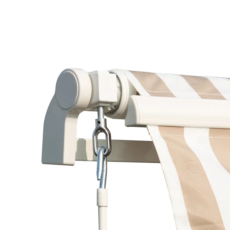Outsunny 2'' Polyester Beige Cover Retractable Patio Awning