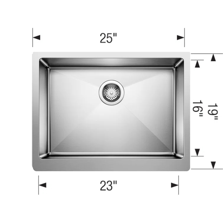 Quatrus 25" L x 19'' W Single Bowl Stainless Steel Farmhouse Sink