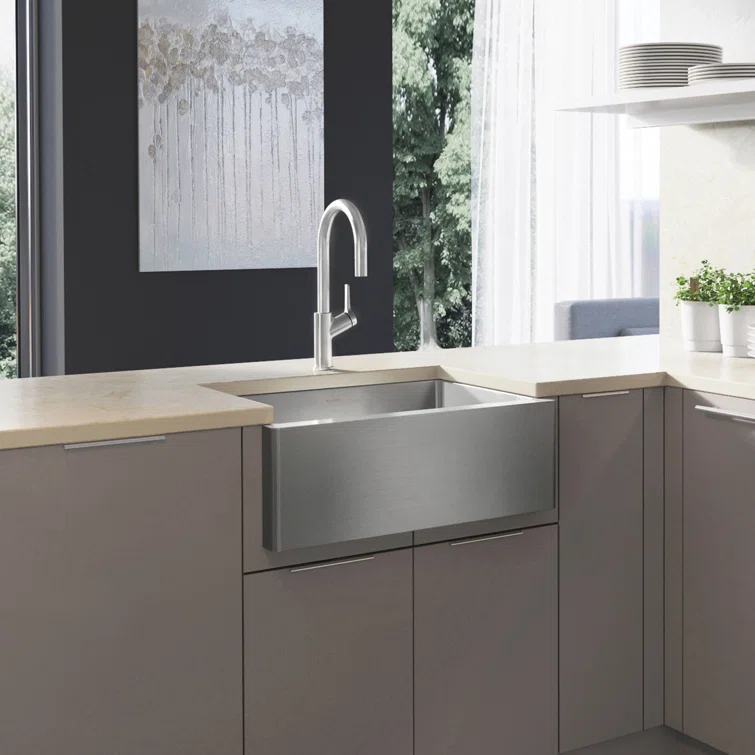 Quatrus 25" L x 19'' W Single Bowl Stainless Steel Farmhouse Sink