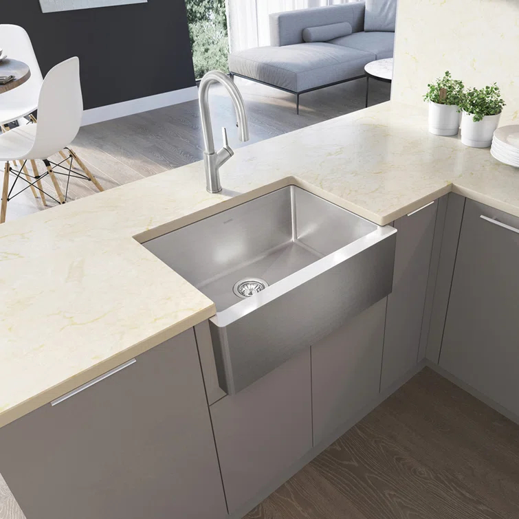Quatrus 25" L x 19'' W Single Bowl Stainless Steel Farmhouse Sink