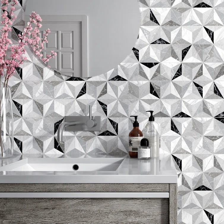 Iris 7.7" x 8.9" Porcelain Patterned Wall & Floor Tile