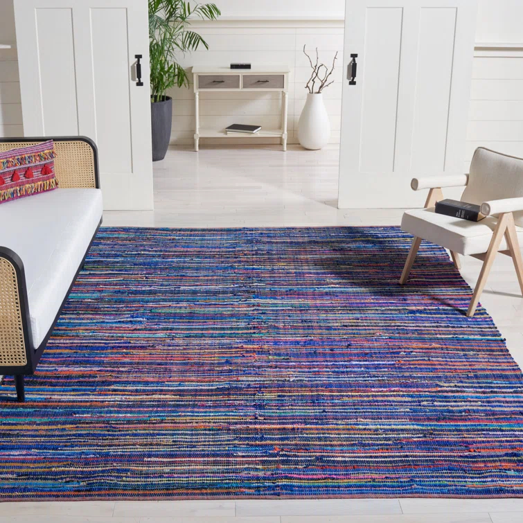 Fales Rag Rug Hand Woven Cotton Striped Rug