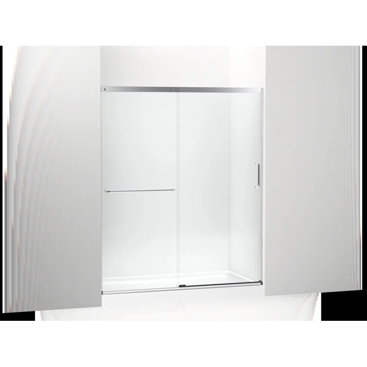 Elate Sliding Shower Door, 70-1/2-In H X 56-1/4 - 59-5/8-In W, With 1/4-In Thick Crystal Clear Glass