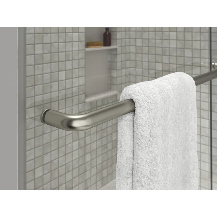 Elate Tall Sliding Shower Door, 75-1/2-In H X 56-1/4 - 59-5/8-In W, With Heavy 5/16-In Thick Crystal Clear Glass