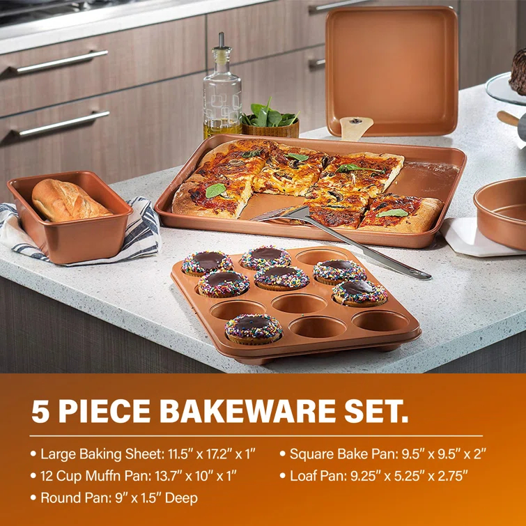 Gotham Steel 20 Piece Nonstick Cookware and Bakeware Set, Stay Cool Handles, Oven & Dishwasher Safe