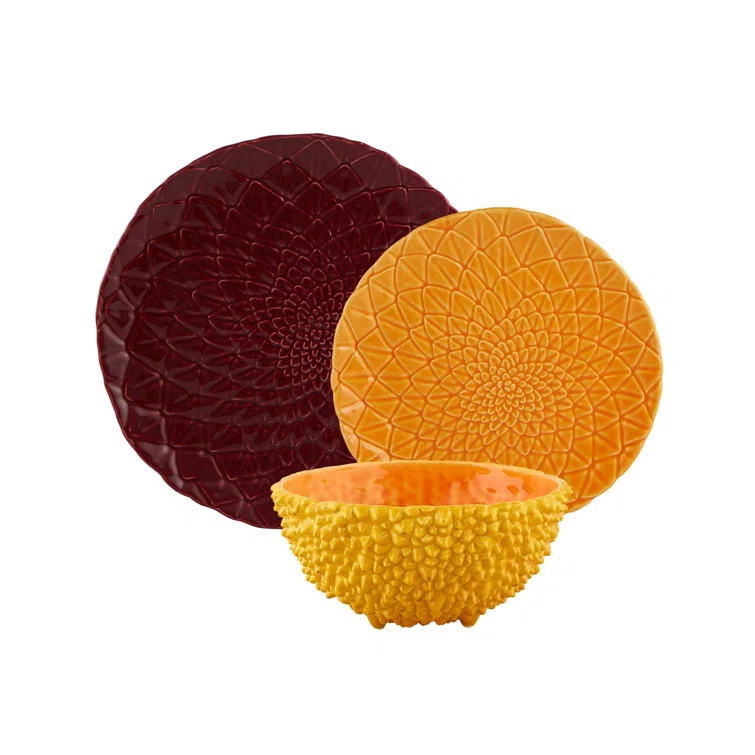 Yellow Ceramic 28.73oz Salad Bowl Set