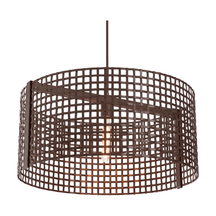 Tweed Drum Chandelier with Frosted Glass