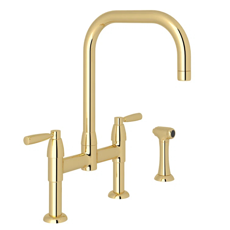 Perrin & Rowe U.4279LS-ULB-2 Holborn Bridge Kitchen Faucet With U-Spout and Side Spray