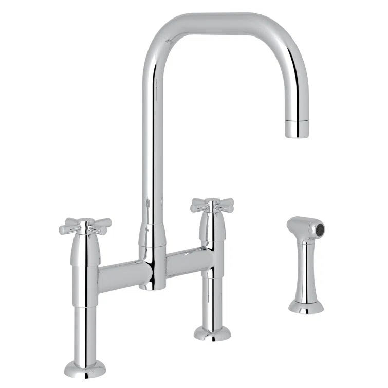 Perrin & Rowe U.4278X-APC-2 Holborn Bridge Kitchen Faucet With U-Spout and Side Spray