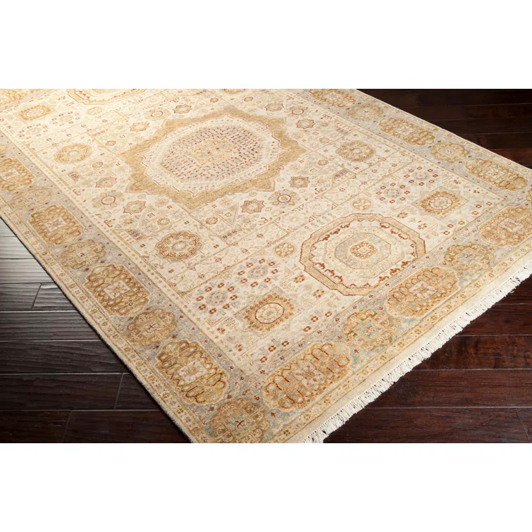 Handmade Gray Wool Rectangular Area Rug 5'6" x 8'6"