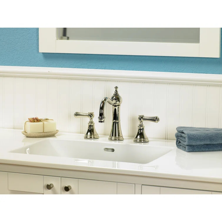 Classic Elegance 8" Polished Nickel Widespread Bathroom Faucet