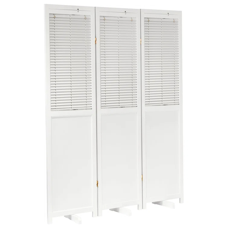 Oriental Furniture 6 ft. Tall Adjustable Shutter Room Divider White - 3 Panel