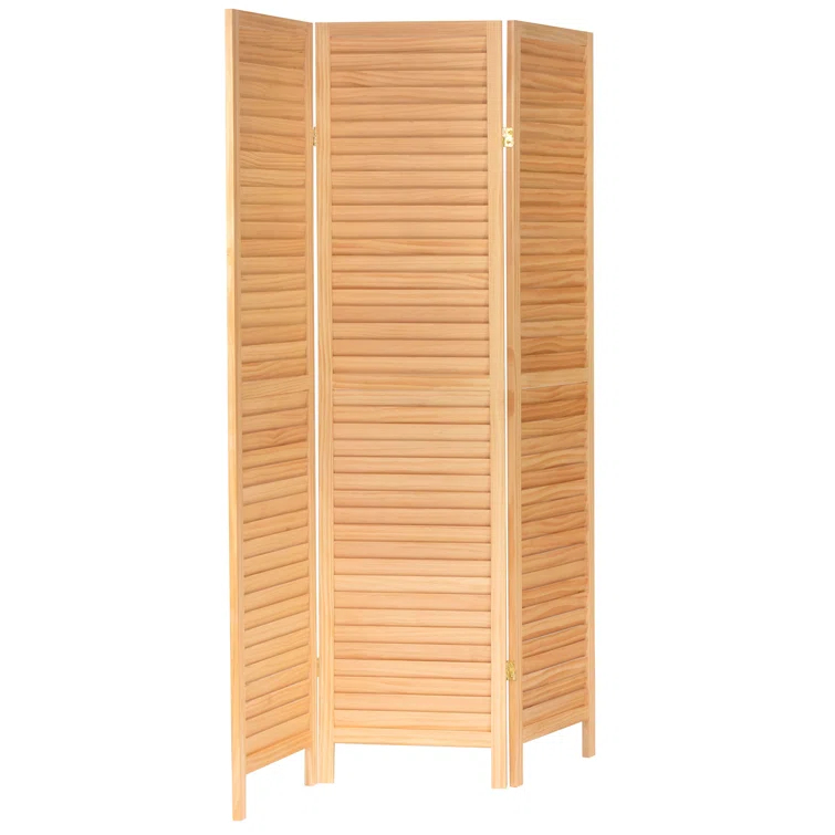 Oriental Furniture 6 ft. Tall Wooden Louvered Room Divider Natural - 3 Panel