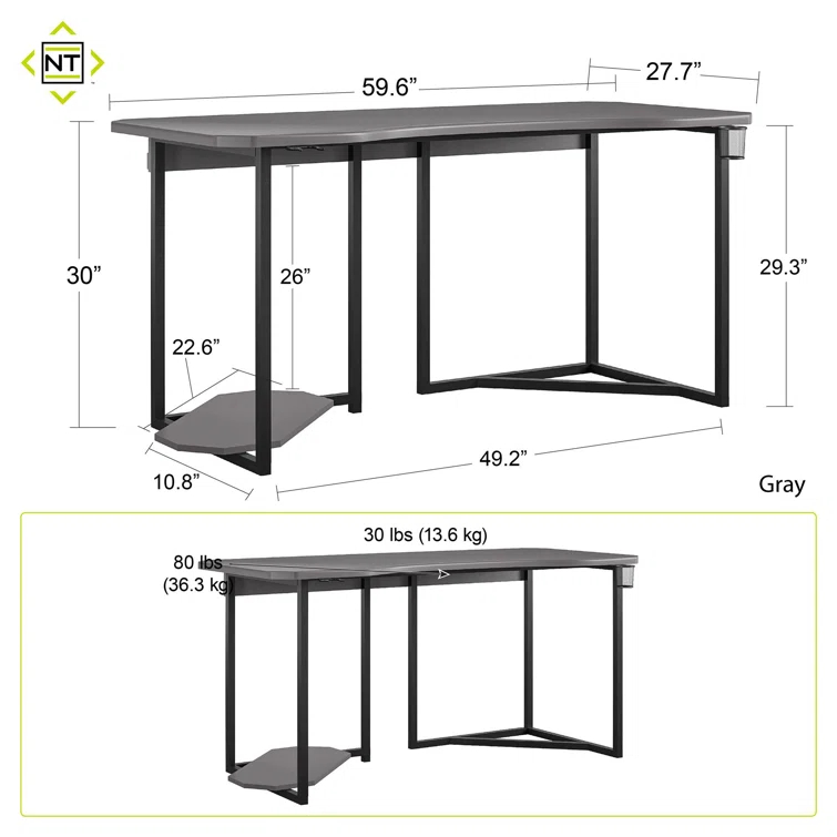 Quest Gaming Desk with CPU Stand