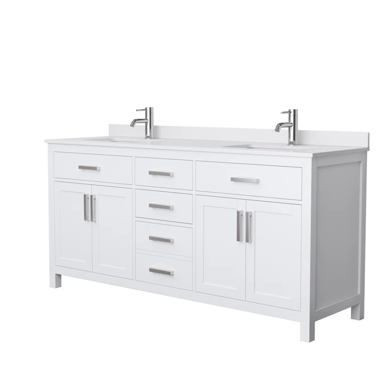 Beckett 72" Freestanding Double Bathroom Vanity with Cultured Marble Top
