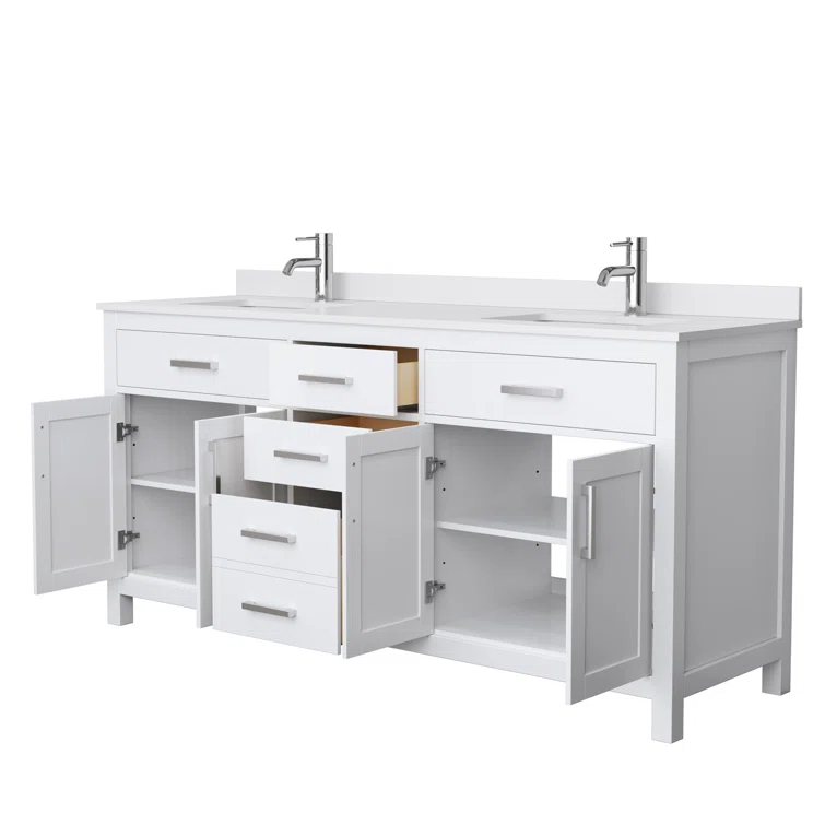 Beckett 72" Freestanding Double Bathroom Vanity with Cultured Marble Top