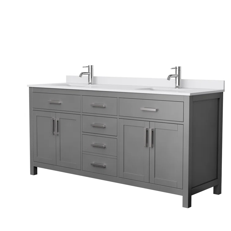 Beckett 72" Freestanding Double Bathroom Vanity with Cultured Marble Top