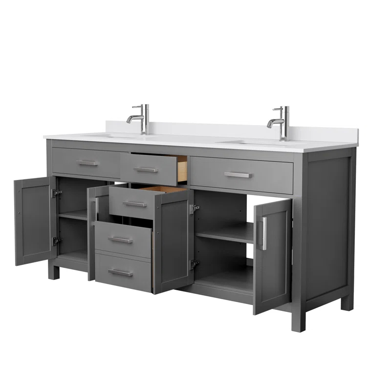Beckett 72" Freestanding Double Bathroom Vanity with Cultured Marble Top