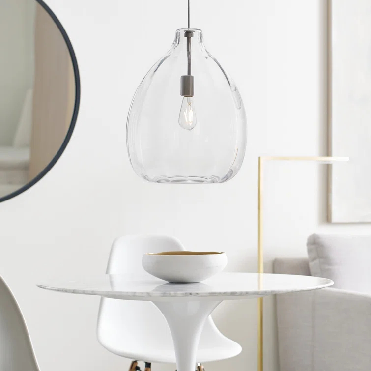 Harper Large Smoke Glass LED Pendant with Satin Nickel Finish