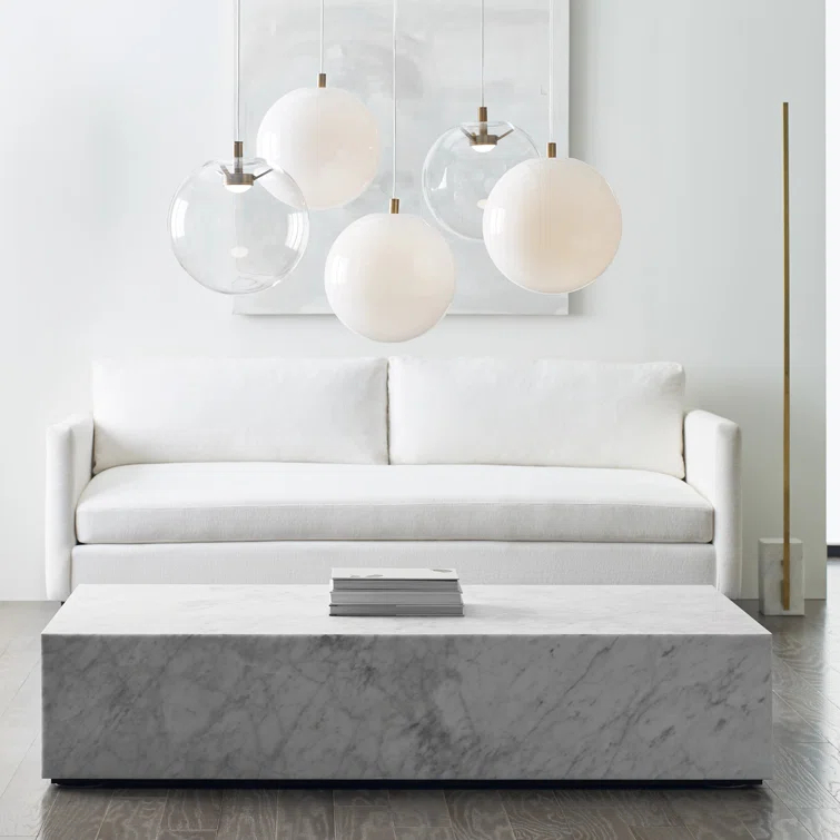Klee Minimalist Natural Brass & White Marble LED Floor Lamp with Shelf