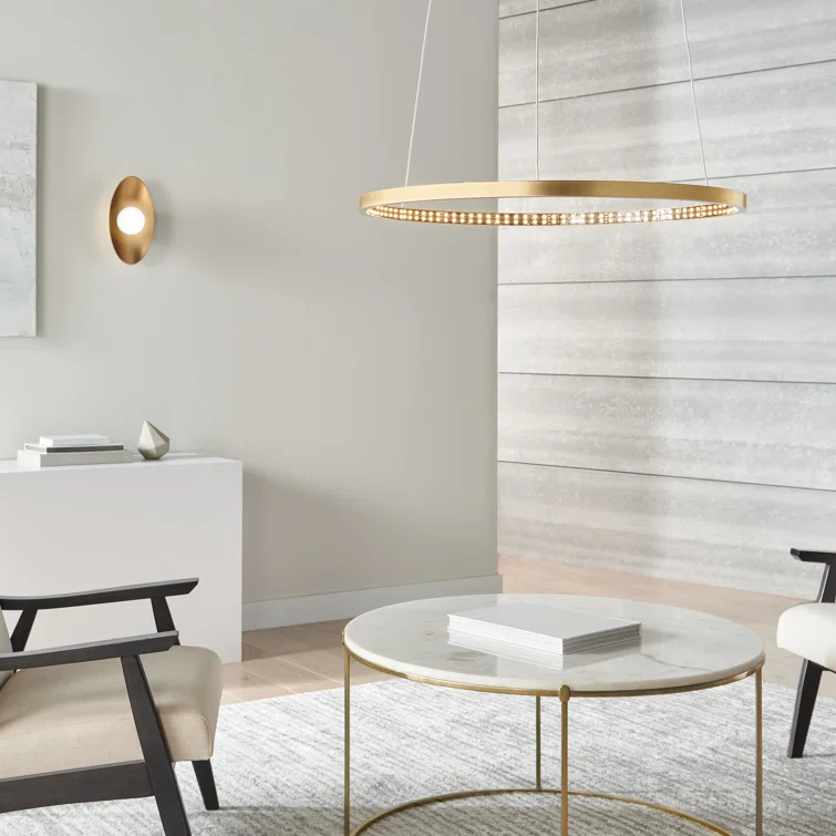Vellavi Natural Brass 36" LED Chandelier