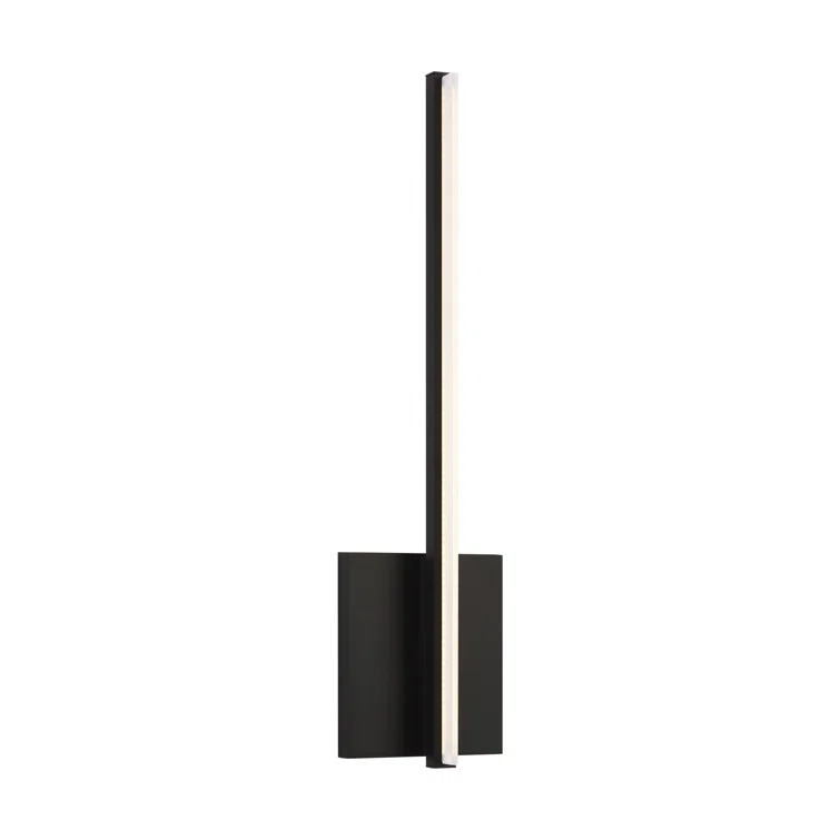 Slim Vertical Matte Black LED Wall Sconce with Acrylic Shade