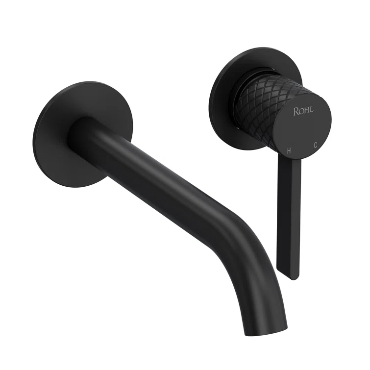 Matte Black Wall Mounted Brass Bathroom Faucet
