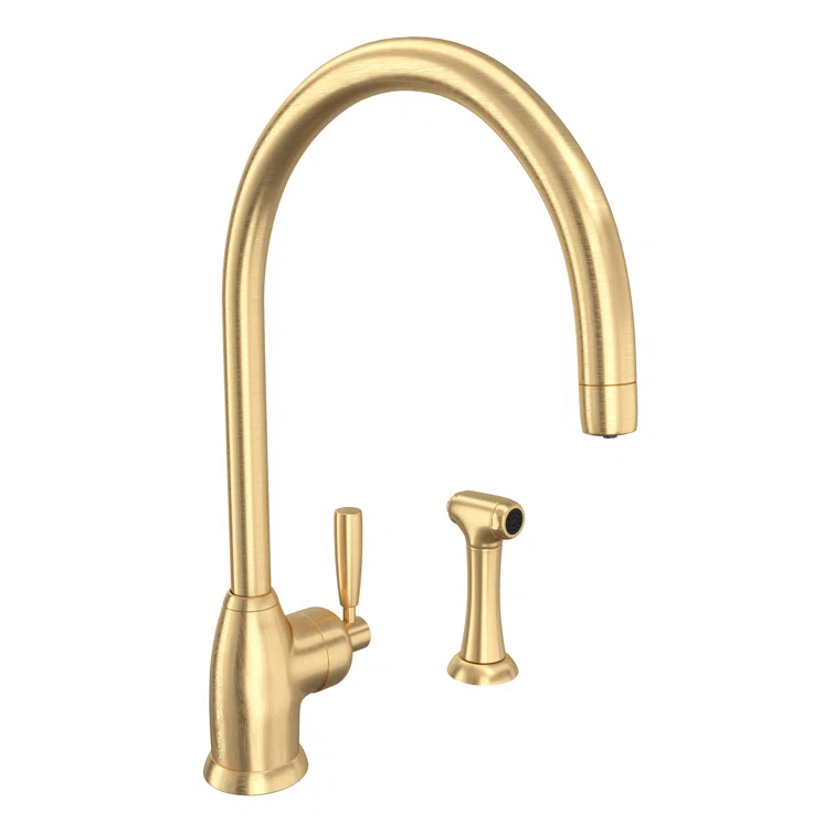 Polished Nickel Modern Deck Mounted Kitchen Faucet with Sidespray