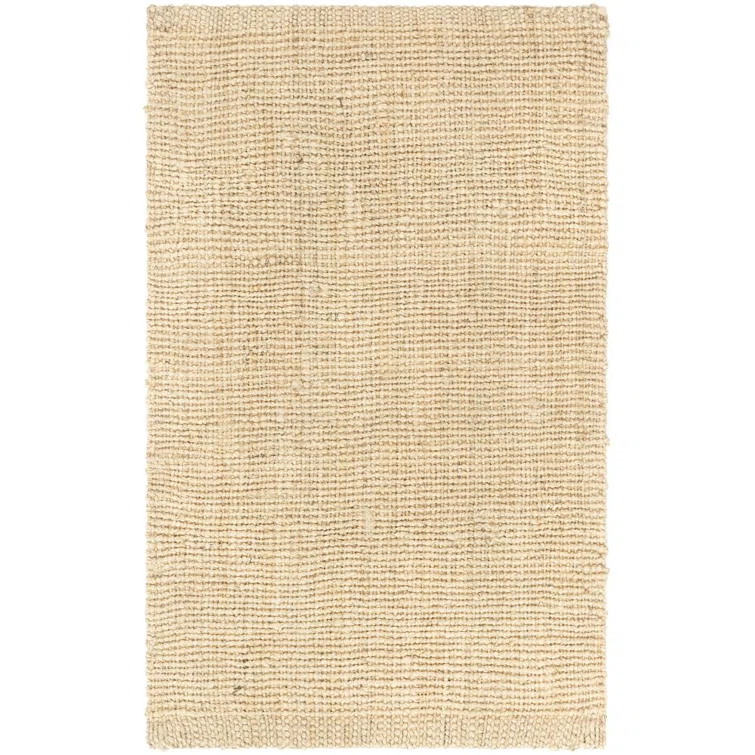 Lani Well Woven Boucle Hand-Woven Jute Rug Farmhouse Solid Pattern Off-White Chunky-Textured Rug
