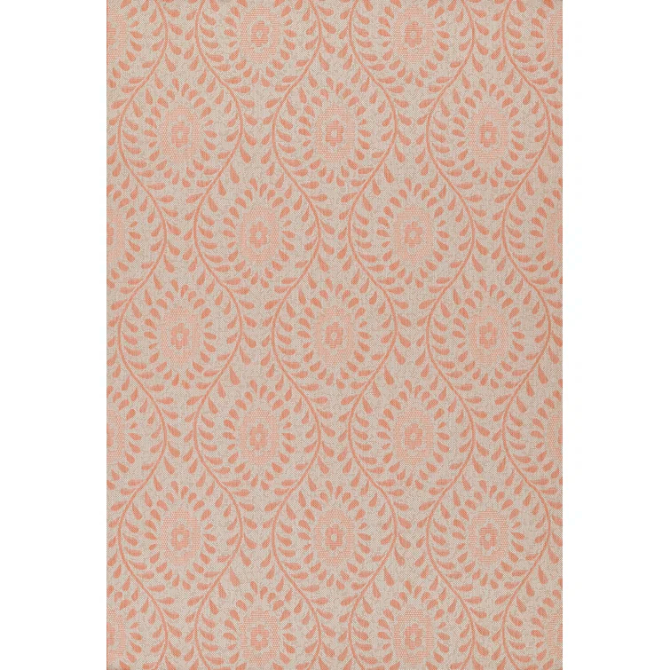 Kasey Floral Coral/Beige Indoor / Outdoor Area Rug