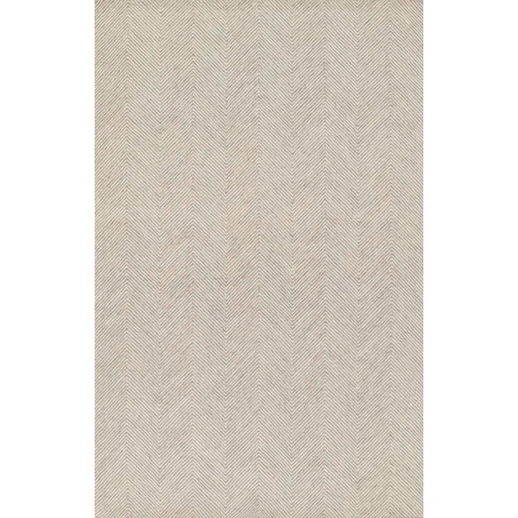 Wheaton Chevron Handmade Tufted Wool Taupe Area Rug