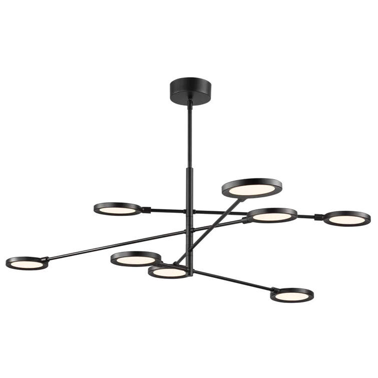 Matte Black 8-Light LED Geometric Chandelier