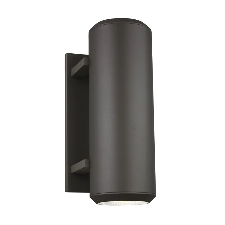 Bronze Cylinder Dual-Light LED Outdoor Wall Sconce