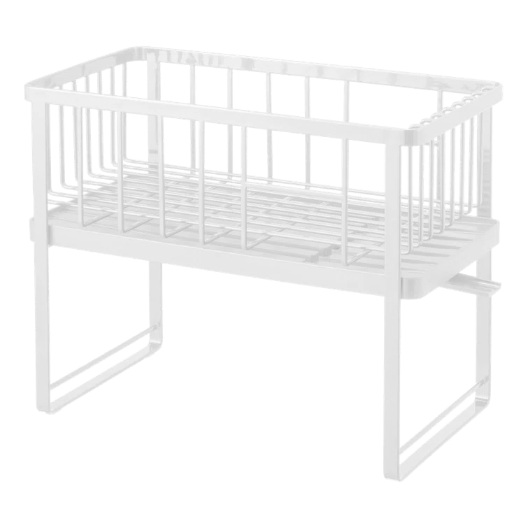 Tower Yamazaki Home Two-Tier Adjustable Dish Drainer Rack, Utensils Holder, Steel, Draining Spout