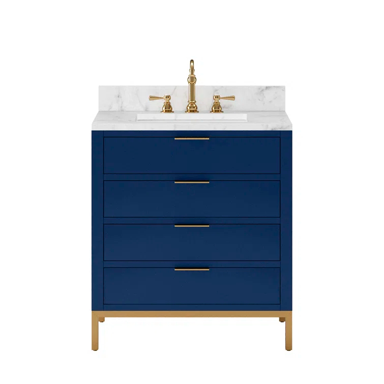 Bristol 30" Monarch Blue Single Sink Vanity with Carrara Marble Top