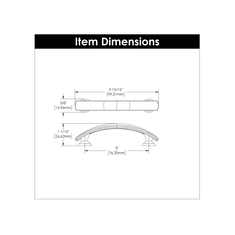 American Diner Kitchen Cabinet Handles, Solid Core Drawer Pulls for Cabinet Doors, 3"