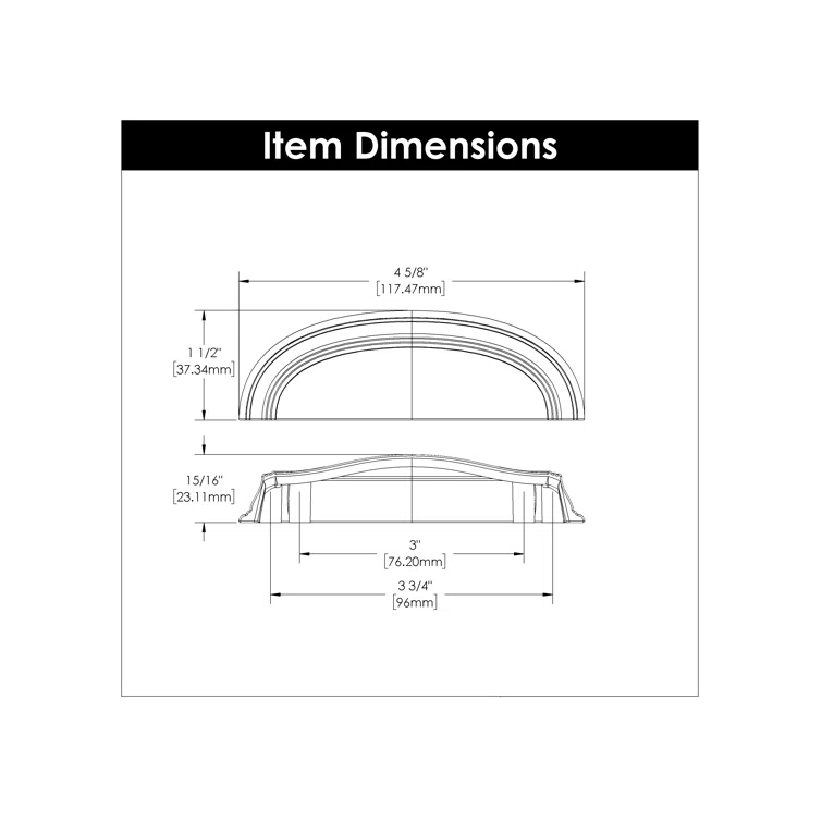 American Diner Kitchen Cabinet Handles, Solid Core Drawer Pulls for Cabinet Doors,3" & 3-3/4"(96mm)