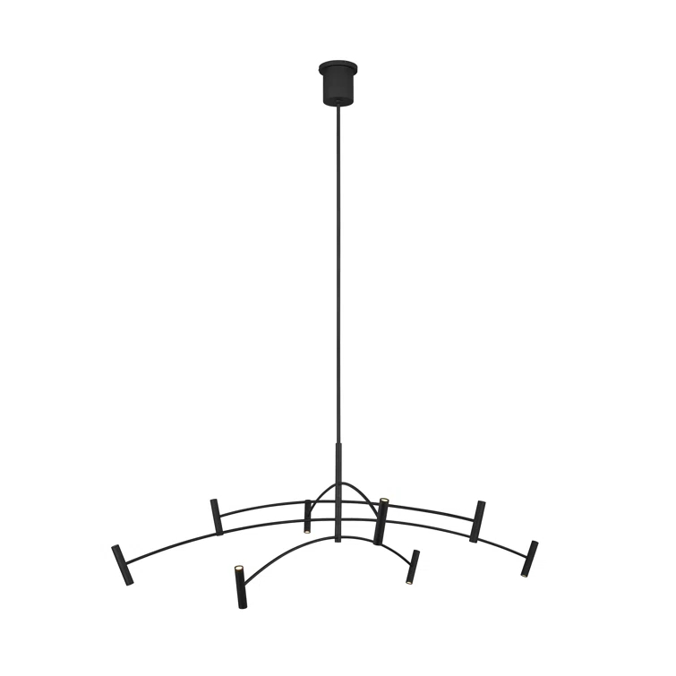 Aerial Matte Black Sputnik LED Chandelier 60.1" with Dimmable Integrated LED