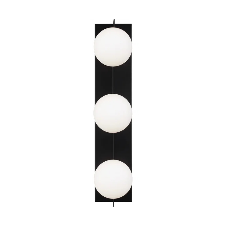 Matte Black 24" Glass Shade 3-Light Vanity Fixture