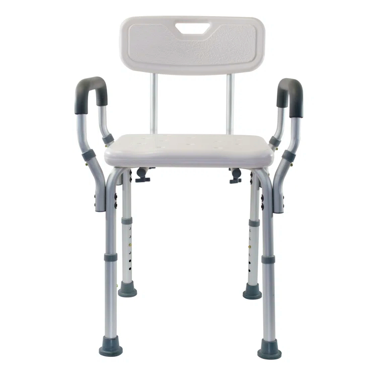 Essential Medical Supply Essential Medical Supply Height Adjustable Shower and Bath Bench with Padded Arms, Contoured Back and Textured Shower Chair Seat B3011
