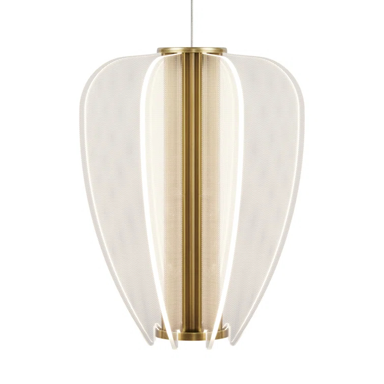 Mini Nyra LED Pendant in Plated Brass with Acrylic Petals